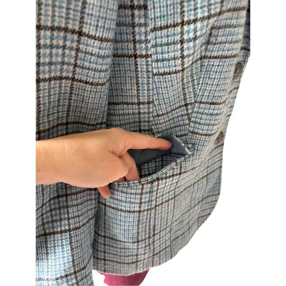 Talbots CLASSIC SHETLAND BLAZER Jacket GLEN PLAID Blue size 10 Petite Button Fro - Picture 10 of 14